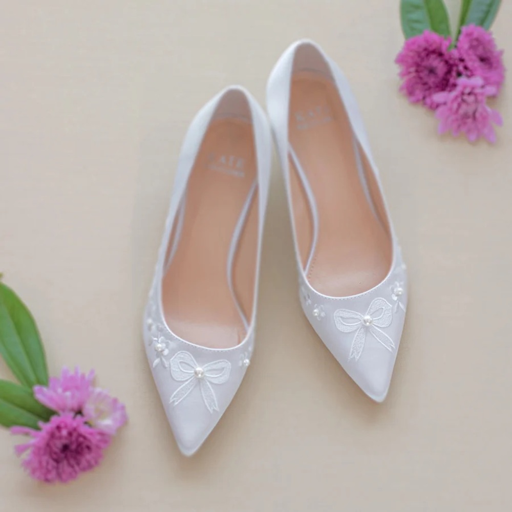 Kate Whitcomb Evie Ivory kitten heels - perfect for brides!